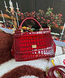 Not for sale: Dolce & Gabbana Sicily Bag in Foiled Crocodile-print Leather Red