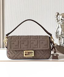 Not for sale: Fendi Baguette Cappuccino-coloured Leather Bag With FF Interlacing Gray