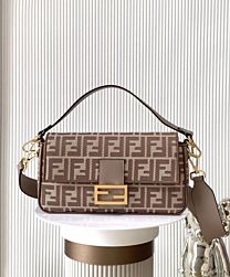 Not for sale: Fendi Baguette Denim-effect FF Jacquard Bag Khaki