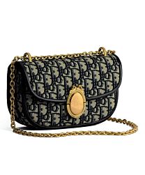 Christian Dior Medaillon Small Flap Bag With Chain Strap M3921 Dark Blue