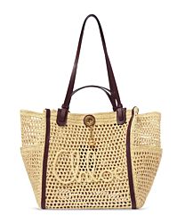 Chloe Iconic Double Carry Bag In Raffia 26US906 Apricot