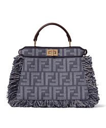 Fendi Peekaboo ISeeU Extra Small Denim Jacquard Bag 8BN335 Blue