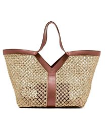 Saint Laurent Y Tote Bag In Raffia 817602 Coffee