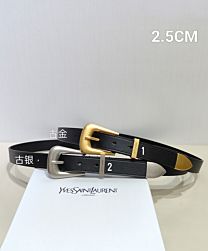 Saint Laurent Women's FOLK Polished Leather Buckle Belt