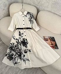 Christian Dior Women's Printed Dress Cream