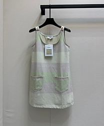 Chanel Women's Color Block Dress Green