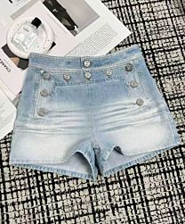 Chanel Women's Denim Shorts Blue