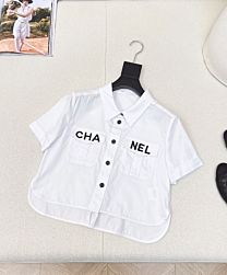 Chanel Women's Embroidered Short-sleeved Shirt White