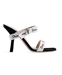 Christian Dior Women's J'Adior Embroidered Cotton Lace-Up Heeled Sandals Cream