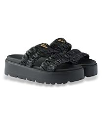 Prada Women's Matelasse Nappa Leather Flatform Slides