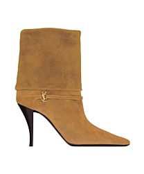 Saint Laurent Women's Niki Suede Ankle Boots Coffee