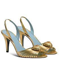 Valentino Women's Garavani Coeur Royal Sandal In Laminated Nappa Leather 85MM Golden