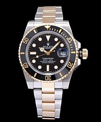 Rolex Submariner Two Tone Oyster Perpetual Watch Black