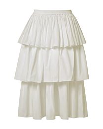 Alaia Women's Ruffled Cotton Midi Skirt Cream
