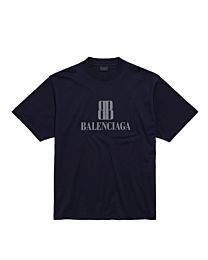 Balenciaga Nano Bb Logo Print Cotton T-Shirt Black