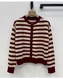 Brunello Cucinelli Women's Shimmering Stripes Cashmere Cardigan Red