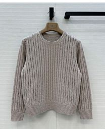 Brunello Cucinelli Women's Shimmering Ribbed Sweater Gray