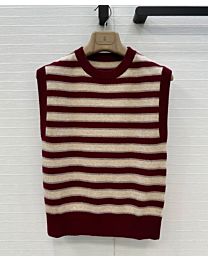 Brunello Cucinelli Women's Shimmering Striped Cashmere Knit Vest Red