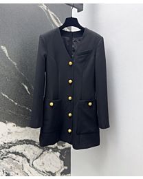 Balmain Women's Short Fitted Button Dress Black