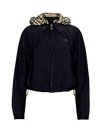 Burberry Women's Cropped Plaid Hooded Jacket