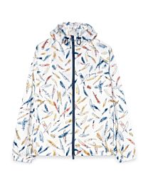 Burberry Women's Feather Print Nylon Clapton Hooded Jacket Cream