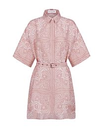 Christian Dior Women's Short Belted Shirtdress Pink