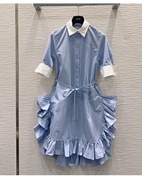 Christian Dior Women's Cotton Shirt Dress Blue