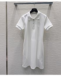 Christian Dior Women's Polo-Collar Dress With Medallion Print White