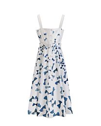 Christian Dior Women's Dioriviera Mid-Length Belted Dress Cotton Poplin Blue