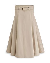 Christian Dior Women's Cotton-Silk Gabardine Midi Skirt With Belt Apricot