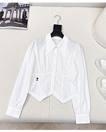 Christian Dior Women's Embroidery Short Shirt White