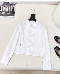 Christian Dior Women's Embroidery Short Shirt White