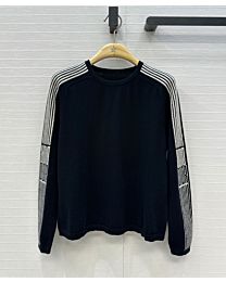 Christian Dior Women's Color-Blocked Striped Knit Sweater Black