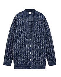 Christian Dior Women's Oversized Cannage Cardigan Heathered Dark Blue