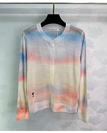Christian Dior Women's Gradient Knitted Cardigan Pink