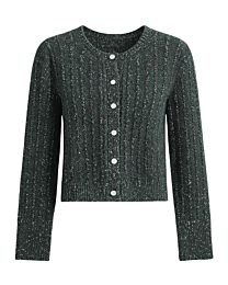 Christian Dior Women's Virgin Wool-Cashmere Blend Twill Cardigan Green