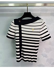 Christian Dior Women's Striped Ribbon Sweater Black