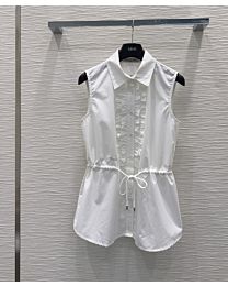 Christian Dior Women's Sleeveless Drawstring Shirt White