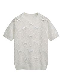 Christian Dior Women's Cut-out knit top with bow detail Cream