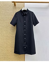 Celine Women's Triomphe Short-Sleeve Shirt Dress Black