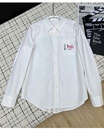 Celine Women's Long-Sleeve Shirt With Pocket Print White