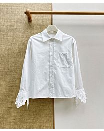 Celine Women's Embroidered Long-Sleeve Shirt White