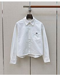 Celine Women's Cropped Denim Shirt White
