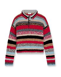 Celine Women's Polo Sweater In Mouline Alpaca And Wool Red