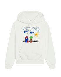 Celine Women's 70's Hoodie In Cotton Fleece White