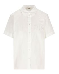 Celine Women's Embroidered Cotton Poplin Shirt White