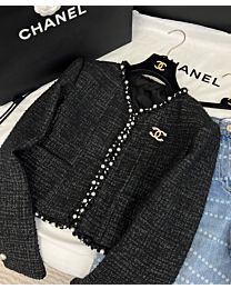 Chanel Women's Pearl Jacket Black