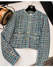 Chanel Women's Tweed Short Jacket Blue