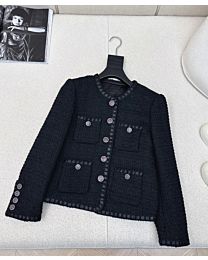 Chanel Women's Wool Tweed Short Jacket Black