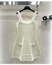 Chanel Women's Knitted Suspender Skirt Cream